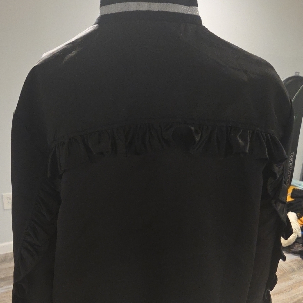 Rachael R Roy Shiny Black Bomber Jacket - Picture 6 of 8